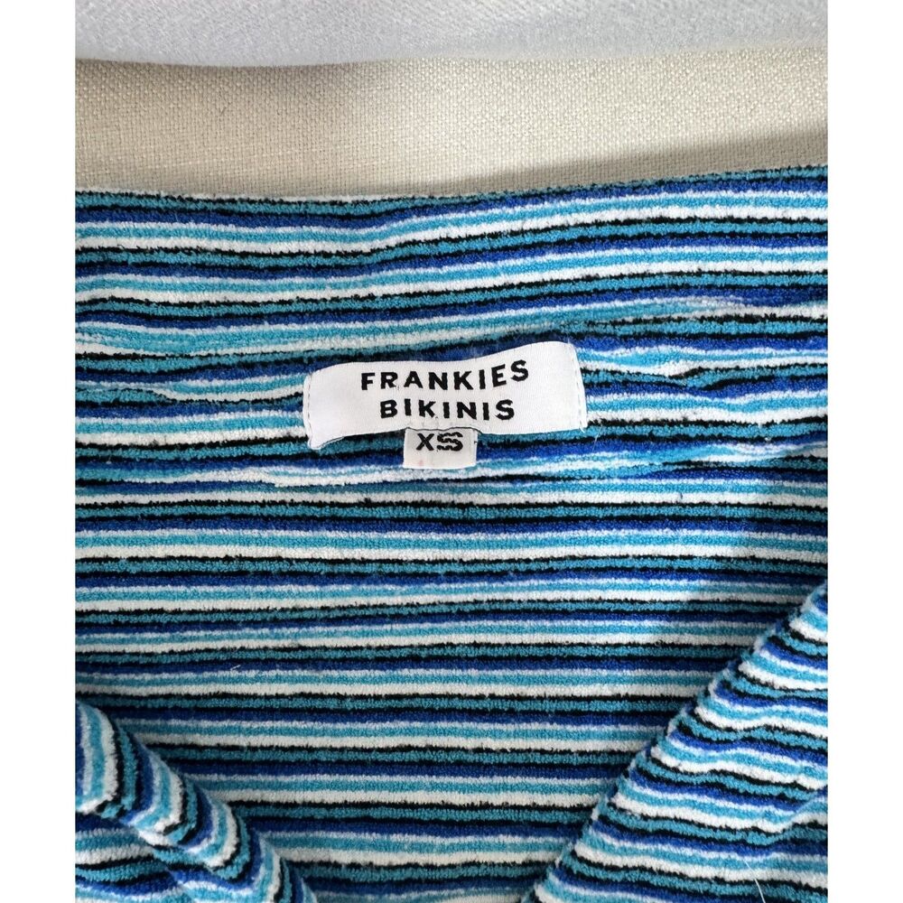 Frankies Bikinis Coco Striped Terry Button Up Shirt and Shorts Set - Picture 8 of 10